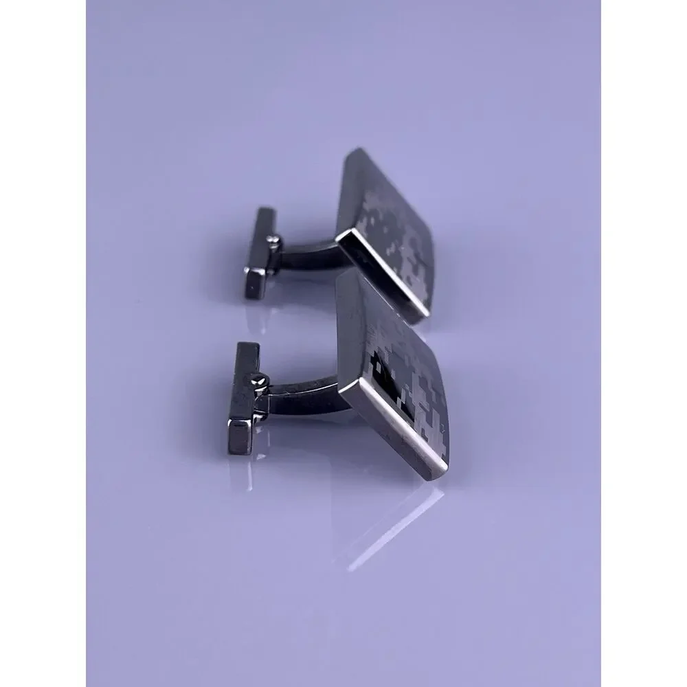 Pixel Pixelated Camouflage Cufflinks Black Tone Camo Squares Kenneth Cole Modern